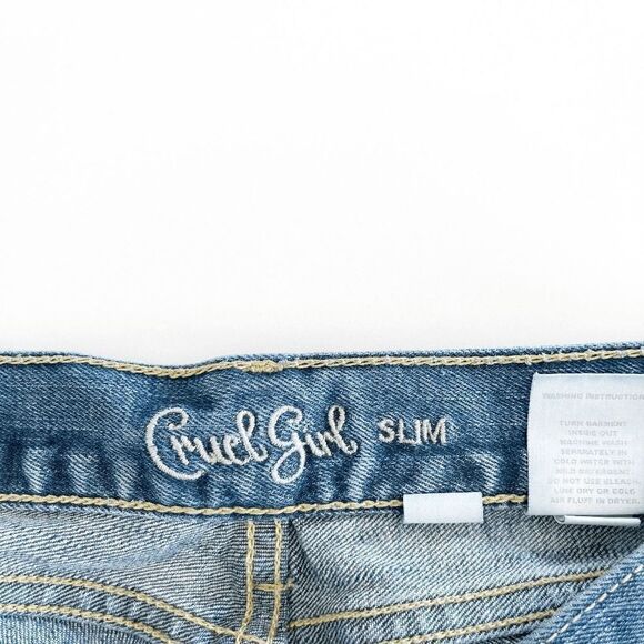 Cruel Girl Slim Straight Leg Denim Jeans Mid Rise Blue Wash Size 11 - Picture 4 of 13